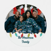 Retro Vibe Christmas Foto Ornament Aus Metall (Vorderseite)