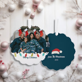 Retro Vibe Christmas Foto Ornament Karte
