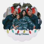 Retro Vibe Christmas Foto Ornament Karte (Vorderseite)