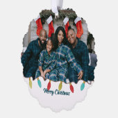 Retro Vibe Christmas Foto Ornament Karte (Links)