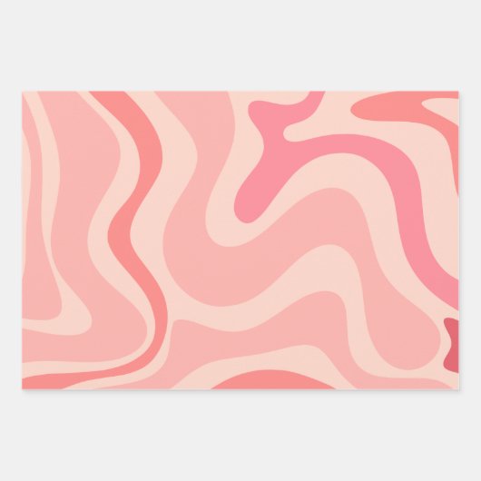 Retro Vibe Liquid Swirl Abstraktes Muster in rosa Geschenkpapier Set (Vorderseite 3)