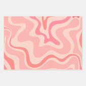 Retro Vibe Liquid Swirl Abstraktes Muster in rosa Geschenkpapier Set (Vorderseite)
