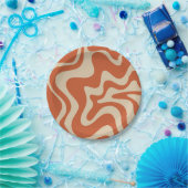 Retro Vibe Liquid Swirl Abstraktes Muster Orange Pappteller (Party)