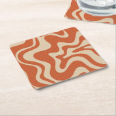 Retro Vibe Liquid Swirl Abstraktes Muster Orange Rechteckiger Pappuntersetzer (angewinkelt)