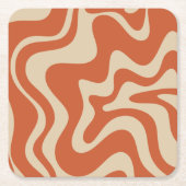 Retro Vibe Liquid Swirl Abstraktes Muster Orange Rechteckiger Pappuntersetzer (Vorderseite)
