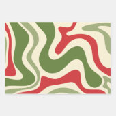 Retro Vibe Liquid Swirl Abstraktes Weihnachtsmuste Geschenkpapier Set (Vorderseite 3)