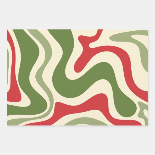 Retro Vibe Liquid Swirl Abstraktes Weihnachtsmuste Geschenkpapier Set (Vorderseite 3)