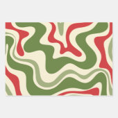 Retro Vibe Liquid Swirl Abstraktes Weihnachtsmuste Geschenkpapier Set (Vorderseite 2)