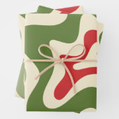 Retro Vibe Liquid Swirl Abstraktes Weihnachtsmuste Geschenkpapier Set (Beispiel)