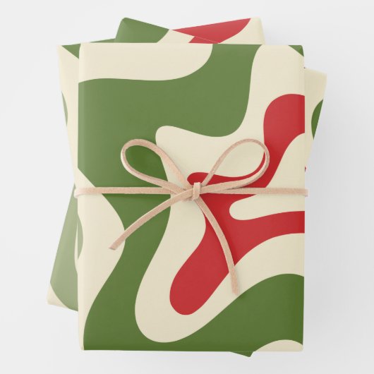 Retro Vibe Liquid Swirl Abstraktes Weihnachtsmuste Geschenkpapier Set (Beispiel)