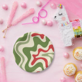 Retro Vibe Liquid Swirl Abstraktes Weihnachtsmuste Pappteller (Party)