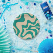 Retro Vibe Liquid Swirl Muster in Aquamarin und be Pappteller (Party)