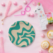 Retro Vibe Liquid Swirl Muster in Aquamarin und be Pappteller (Party)