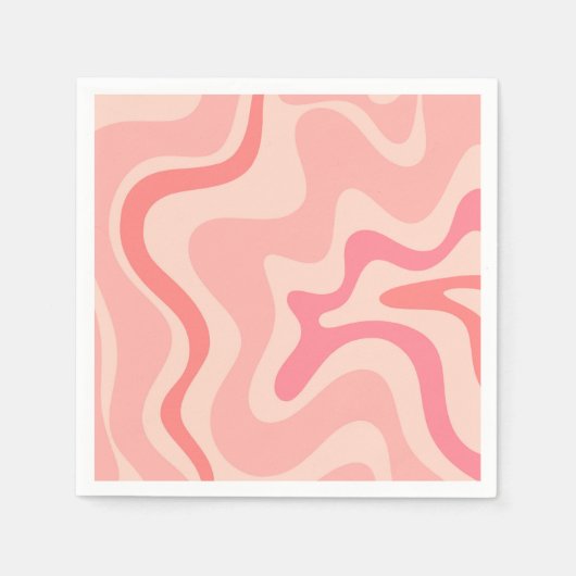 Retro Vibe Liquid Swirl Muster in Rosa Serviette (Vorderseite)