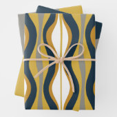 Retro Vibe Mustard Navy Blue Gray Geschenkpapier Set (Beispiel)