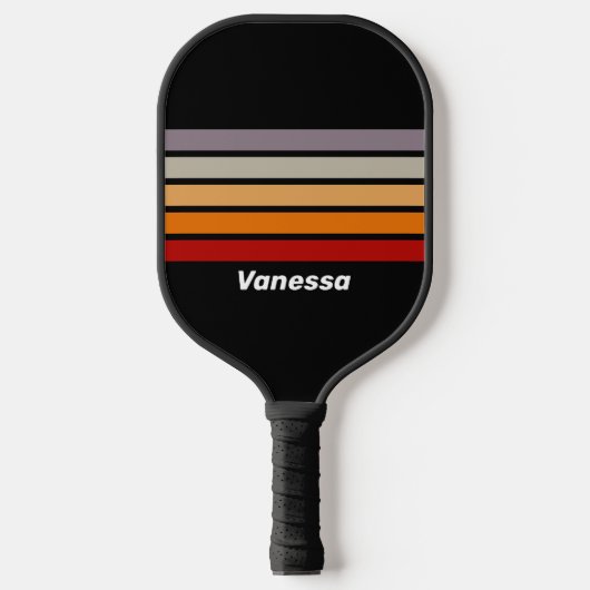 Retro Vibe Rainbow Across Striping with Name Pickleball Schläger (Vorderseite)