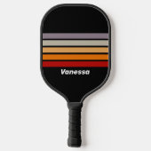 Retro Vibe Rainbow Across Striping with Name Pickleball Schläger (Rückseite)