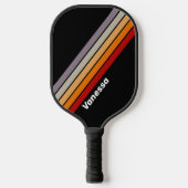 Retro Vibe Rainbow Strichen mit Namen Pickleball Schläger (Vorderseite)