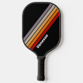 Retro Vibe Rainbow Strichen mit Namen Pickleball Schläger (Rückseite)