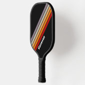 Retro Vibe Rainbow Strichen mit Namen Pickleball Schläger (Links)