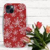 Retro Vibe Red und White Floral Custom Case-Mate iPhone Hülle