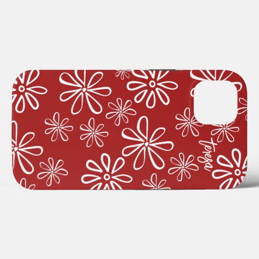 Retro Vibe Red und White Floral Custom Case-Mate iPhone Hülle (Rückseite (Horizontal))
