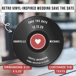 Retro Vibe Vinyl Musik Thema Rot Save The Date Einladung