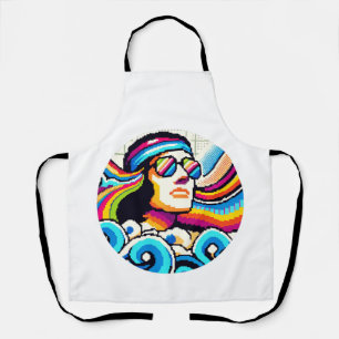 Retro Vibes - 70er Groovy Pixel Art für Hobby Love Schürze