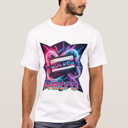 Retro Vibes - 80er & 90er Neon Cassette Tape T-Shirt (Vorderseite)