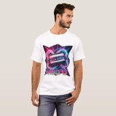 Retro Vibes - 80er & 90er Neon Cassette Tape T-Shirt (Vorne ganz)