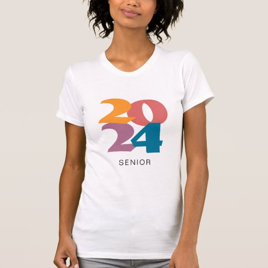 Retro Vibes Abschluss 2024 Senior Personalisiert T-Shirt (Vorderseite)