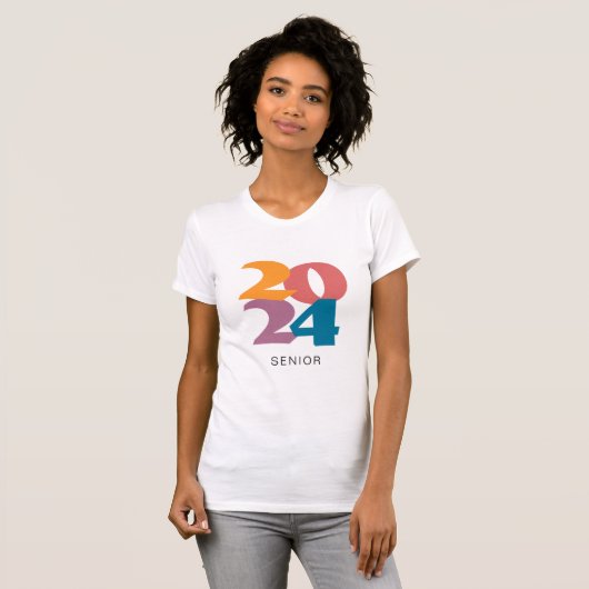 Retro Vibes Abschluss 2024 Senior Personalisiert T-Shirt (Vorne ganz)