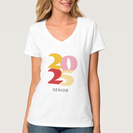 Retro Vibes Abschluss 2024 Senior Personalisiert T-Shirt (Vorderseite)