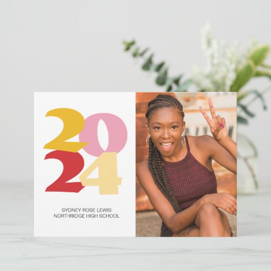 Retro Vibes Abschluss Celebration Party Ankündigung (Stehend Vorderseite)