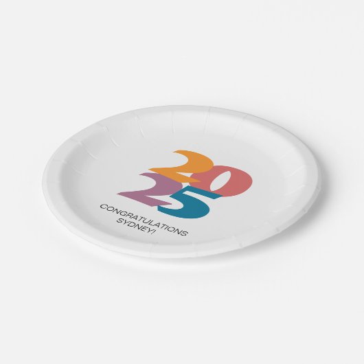 Retro Vibes Abschluss Celebration Party Pappteller (Schrägansicht)