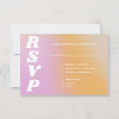 Retro Vibes Abstrakt Pink Orange Gradient Wedding RSVP Karte (Vorderseite)