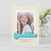 Retro Vibes (Aquamarin) Foto Abschluss Ankündigung (Stehend Vorderseite)