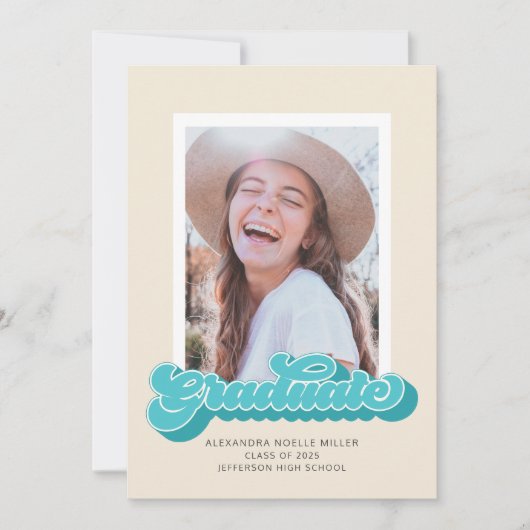 Retro Vibes (Aquamarin) Foto Abschluss Ankündigung (Vorderseite)