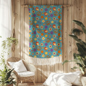 Retro Vibes Blanket Pastel Funky 70s Style Fleecedecke