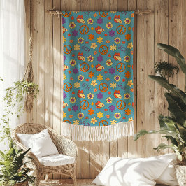 Retro Vibes Blanket Pastel Funky 70s Style Fleecedecke