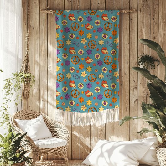 Retro Vibes Blanket Pastel Funky 70s Style Fleecedecke