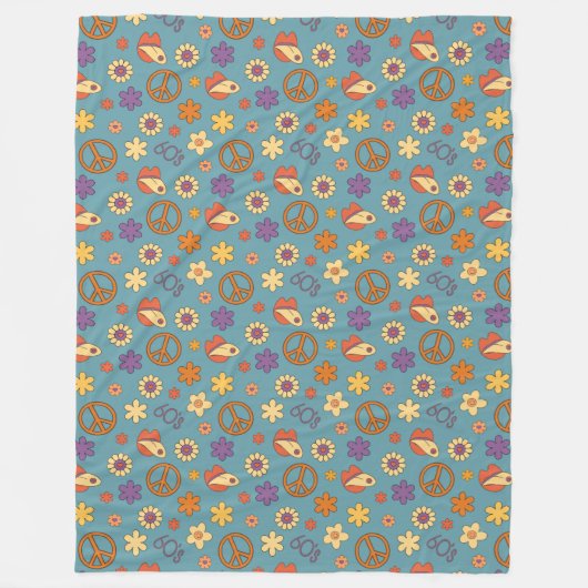 Retro Vibes Blanket Pastel Funky 70s Style Fleecedecke (Vorderseite)
