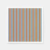 Retro Vibes Blue Brown Senf Streifen Serviette (Vorderseite)