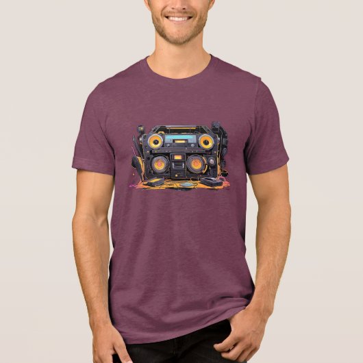 Retro Vibes: Boombox Dreams Tri-Blend Shirt (Vorderseite)