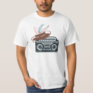 "Retro Vibes: Boombox & Feathered Hat" T-Shirt