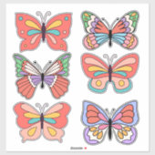 Retro Vibes Butterfly Custom Cut Vinyl Stickers Aufkleber (Blatt)