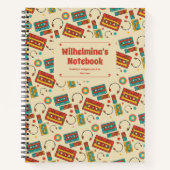 Retro Vibes - Cassette Tapes Pattern der 80er Jahr Notizblock (Vorderseite)