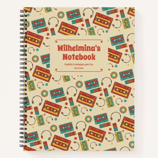 Retro Vibes - Cassette Tapes Pattern der 80er Jahr Notizblock (Vorderseite)
