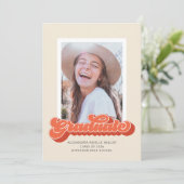 Retro Vibes (Coral) Foto Abschluss Ankündigung (Stehend Vorderseite)