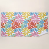 Retro Vibes Farbige Blume Strandtuch (Vorderseite)